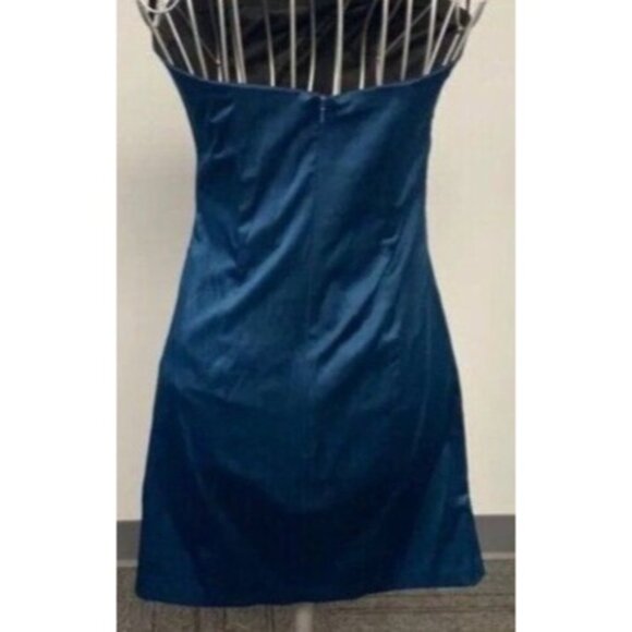 Gunne Sax Jessica McClintock Strapless Blue Dress Ruffle Front Size 5 - Picture 2 of 8